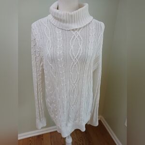 2/$15 Croft & Barrel Cotton Cowl Neck Fisherman Cable Knit Sweater